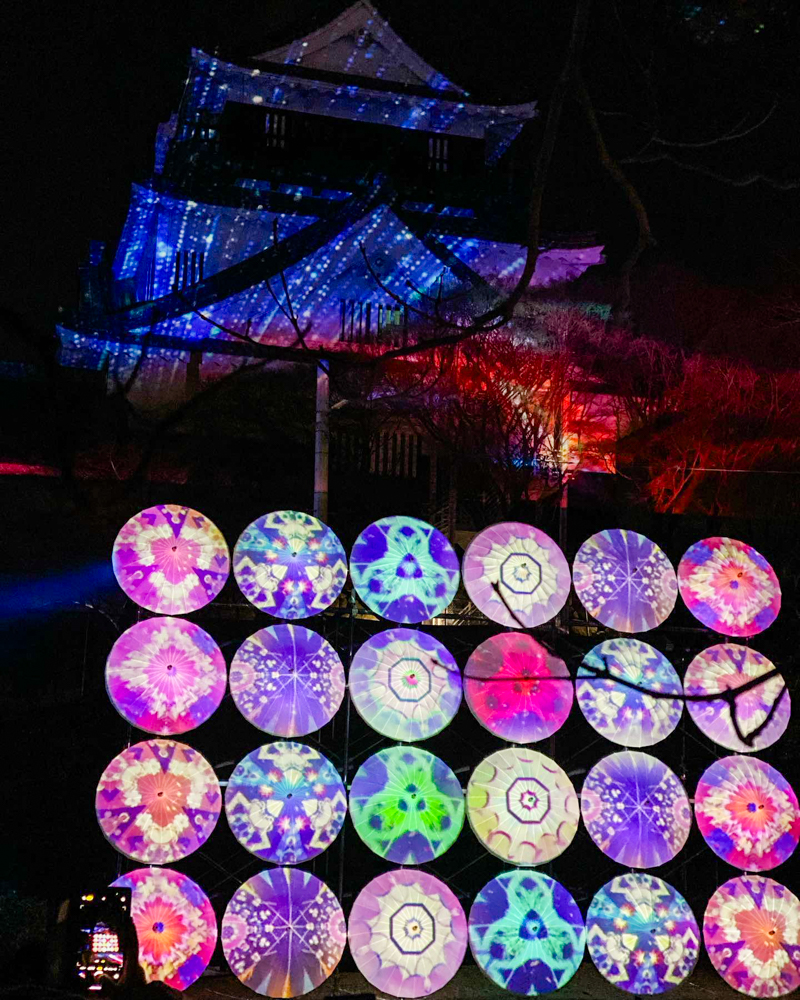 岡崎城天守閣プロジェクションマッピング 、１月冬、愛知県岡崎市の観光・撮影スポットの名所