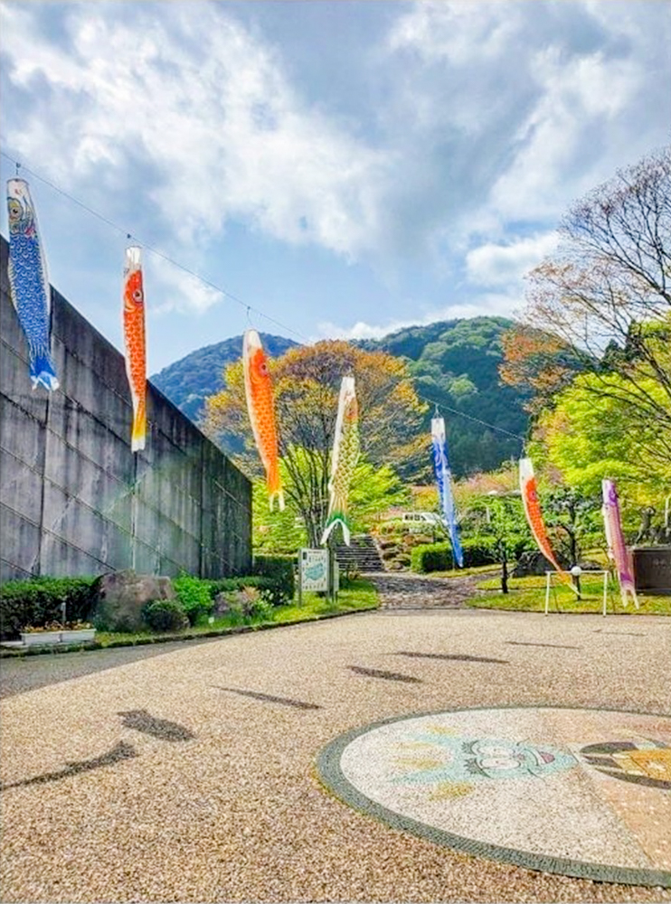 羽根谷だんだん公園、八重桜・鯉のぼり、3月春の花、岐阜県海津市の観光・撮影スポットの画像と写真