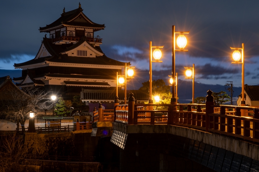 清洲城、夜景、冬、2024年1月、愛知県清須市の観光・撮影スポットの名所