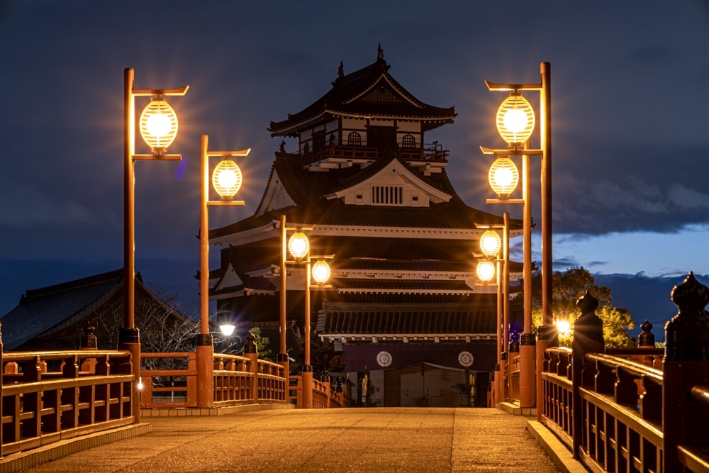 清洲城、夜景、冬、2024年1月、愛知県清須市の観光・撮影スポットの名所