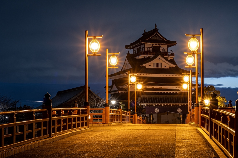 清洲城、夜景、冬、2024年1月、愛知県清須市の観光・撮影スポットの名所