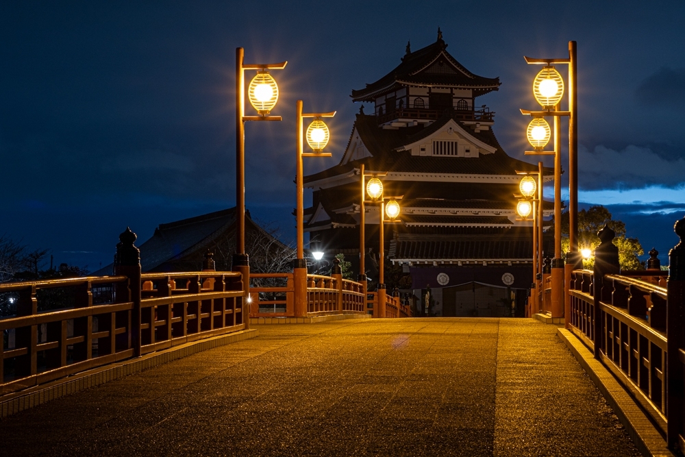 清洲城、夜景、冬、2024年1月、愛知県清須市の観光・撮影スポットの名所