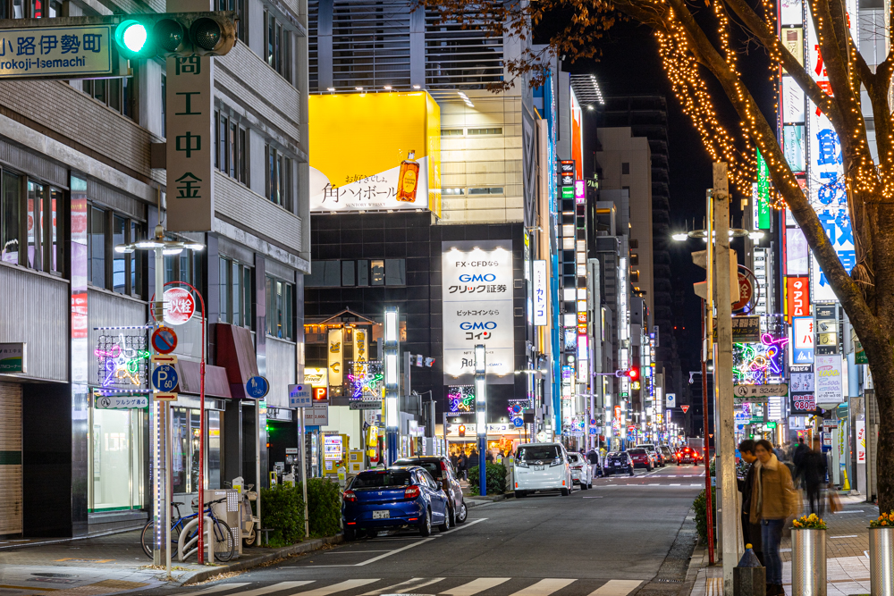 名古屋市栄、夜景、1月冬、名古屋市中区の観光・撮影スポット