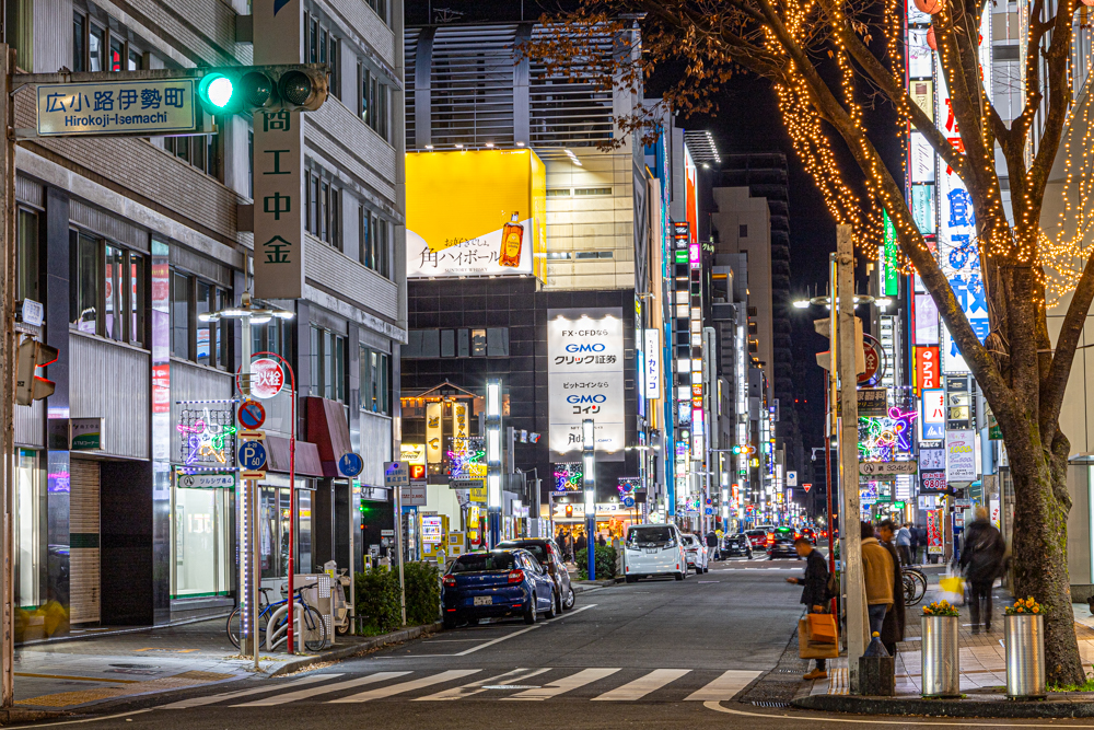 名古屋市栄、夜景、1月冬、名古屋市中区の観光・撮影スポット