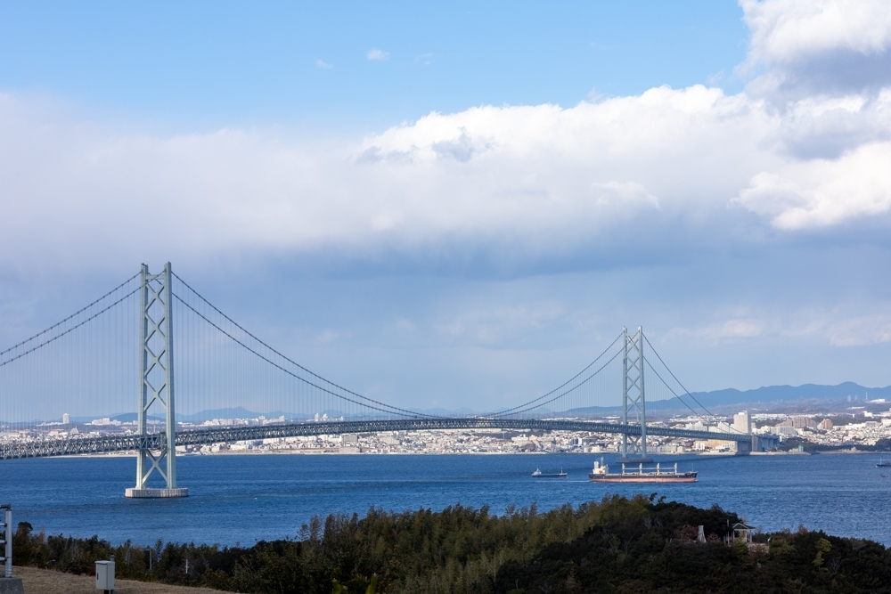 明石海峡大橋、１月冬、兵庫県南あわじ市の観光・撮影スポット