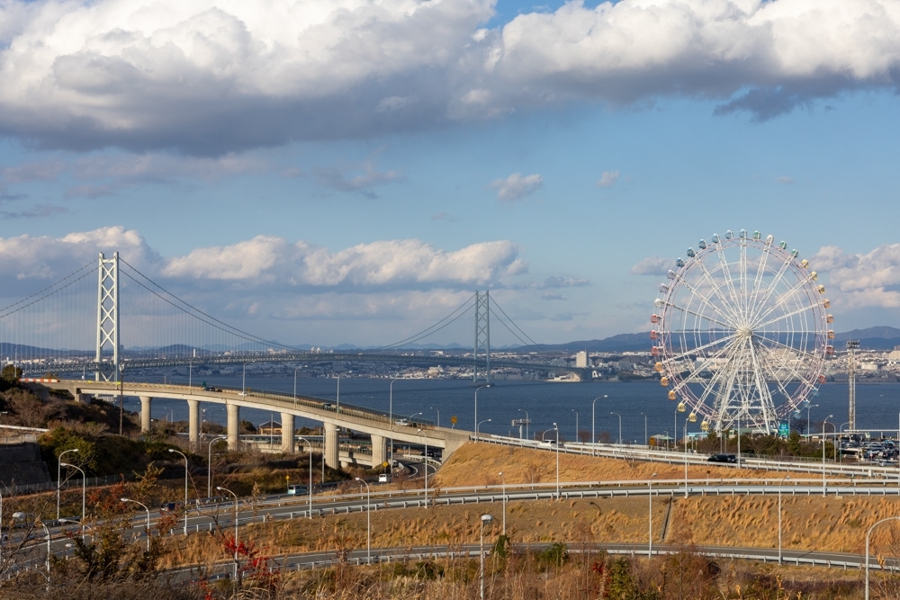 明石海峡大橋、１月冬、兵庫県南あわじ市の観光・撮影スポット