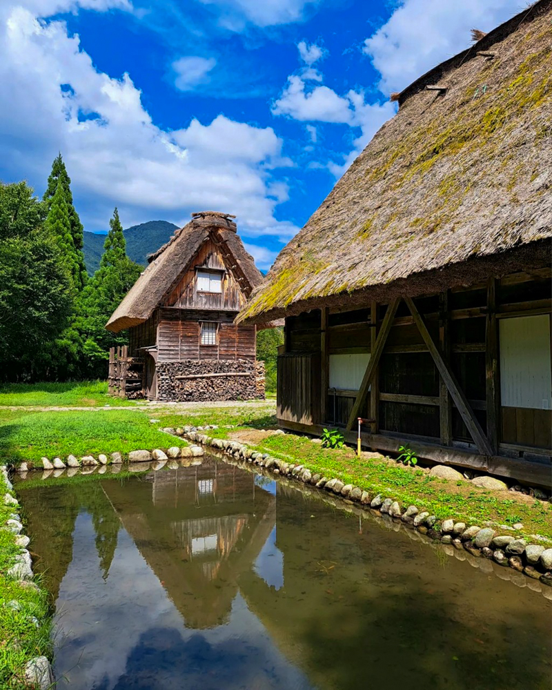 白川郷合掌造り集落、新緑・夏景色、７月夏、岐阜県大野郡の観光・撮影スポットの画像と写真