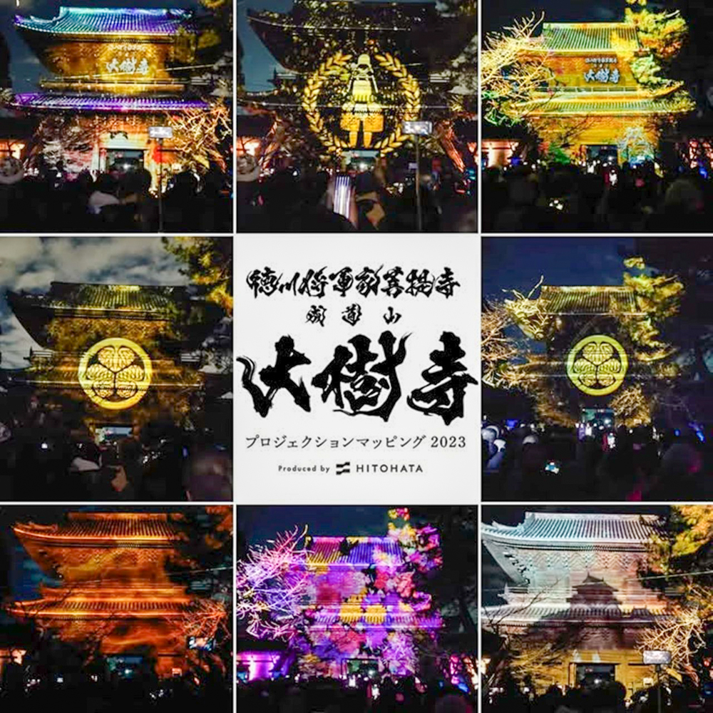 大樹寺プロジェクションマッピング2023 、1月冬、愛知県岡崎市の観光・撮影スポットの画像と写真