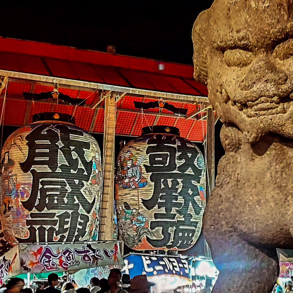 三河一色大提灯まつり、ライトアップ、三河一色諏訪神社、夏、愛知県西尾市の観光・撮影スポットの画像と写真