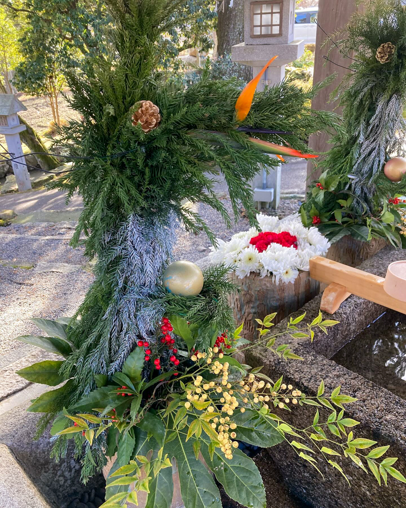 大鳥神社、花手水舎、1月冬、滋賀県甲賀市の観光・撮影スポットの名所