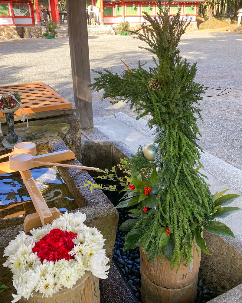 大鳥神社、花手水舎、1月冬、滋賀県甲賀市の観光・撮影スポットの名所