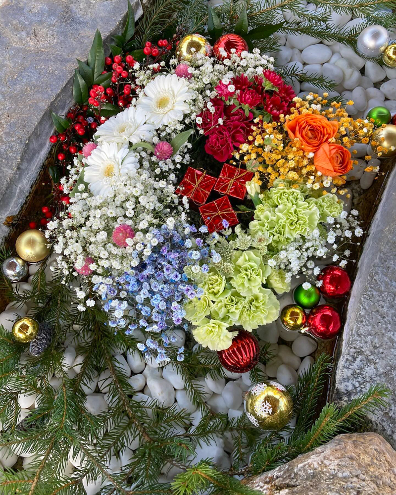 矢川神社、花手水舎、12月冬、滋賀県甲賀市の観光・撮影スポットの名所