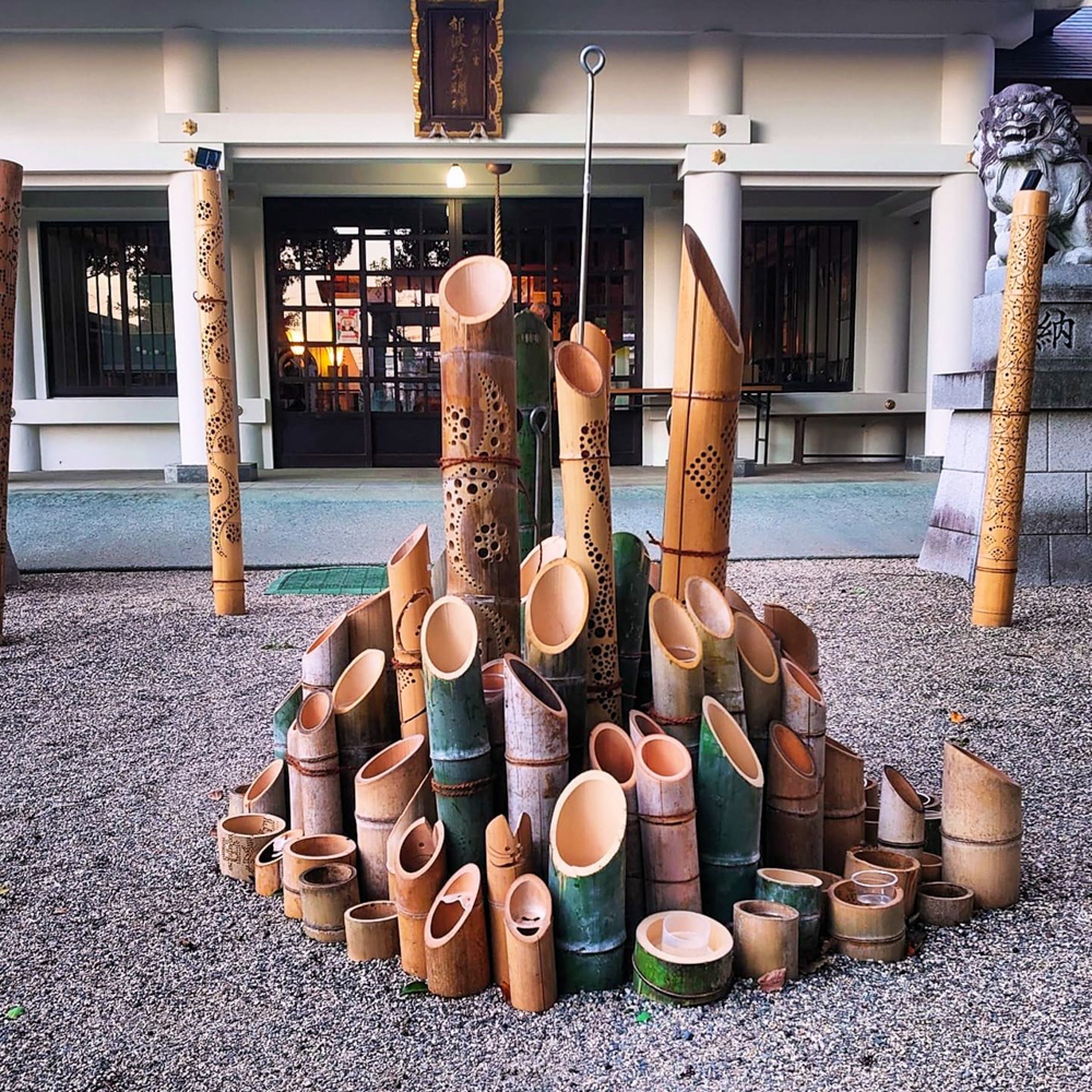 都波岐・奈加等神社、竹あかり、12月冬、三重県鈴鹿市の観光・撮影スポットの名所